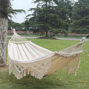 Outdoor Handmade Swing Hammock Cotton Hammock With Tassel Brazilian Macrame Hanging Hammock