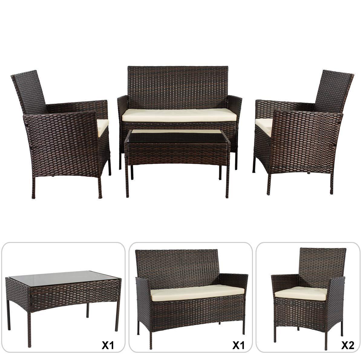 Cheap 4 Pieces Rattan Wicker Outdoor Furniture Sale Set Garden Rattan Sofa Patio Outdoor Rattan Furniture