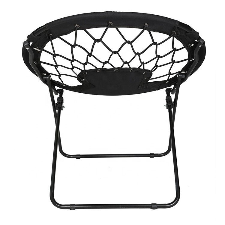 Metal Furniture Garden Outdoor Steel Frame Round Bungee Chair Beach Canvas Heavy Duty Moon Folding Camping Chair