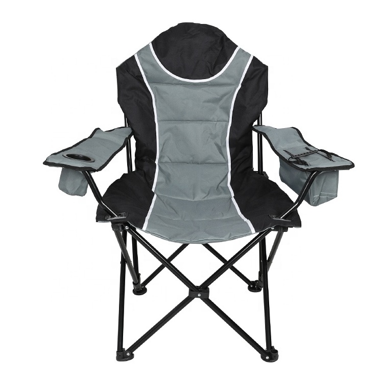 Deluxe Arm Chair with Cooler Bag Lightweight Folding Lounge Camping Chair