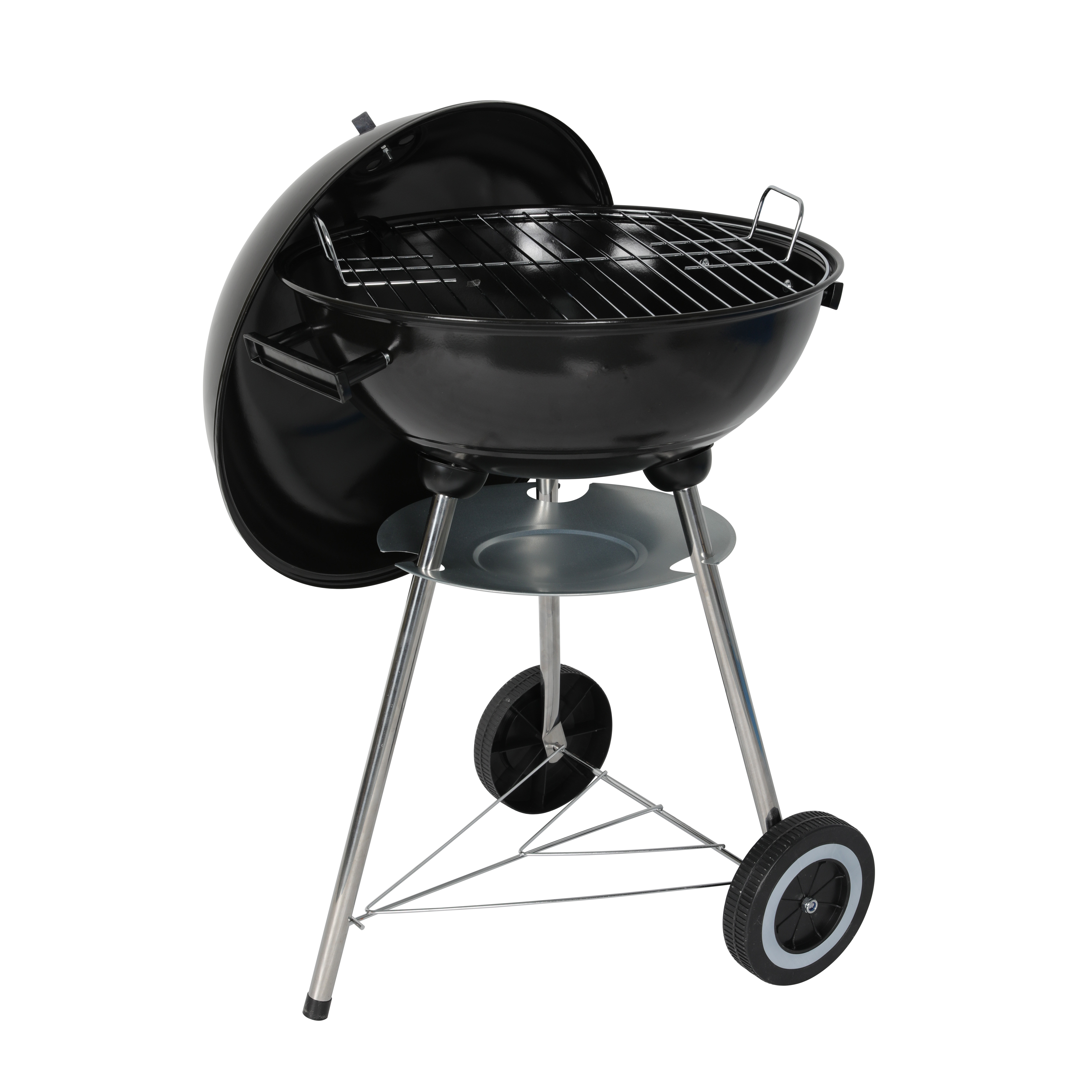 17 Inches Black Enamel Round Charcoal Grill Barbecue Kettle Bbq Grills Outdoor