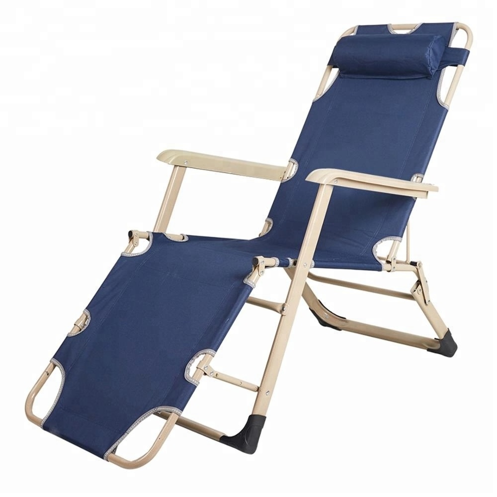 Pillow Large Folding Reclining Armchair Outdoor Patio Beach Chaise Lounge Chair