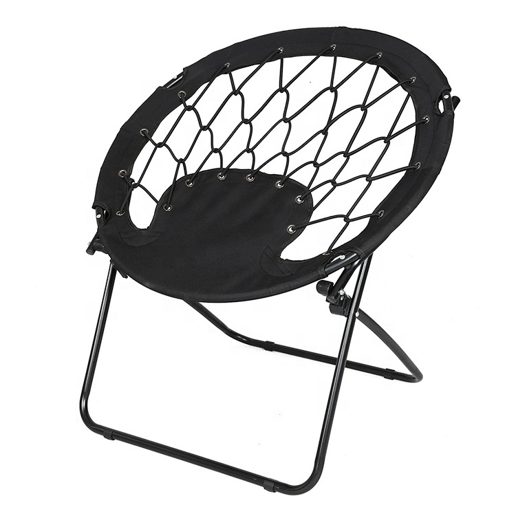 Metal Furniture Garden Outdoor Steel Frame Round Bungee Chair Beach Canvas Heavy Duty Moon Folding Camping Chair