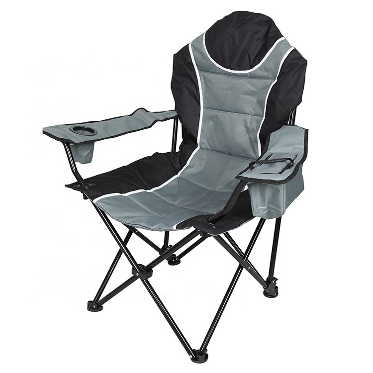 Deluxe Arm Chair with Cooler Bag Lightweight Folding Lounge Camping Chair