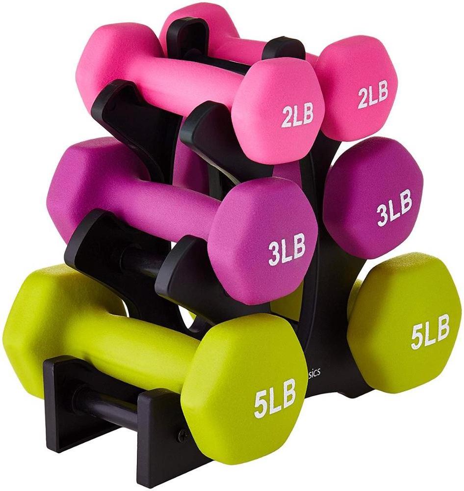 High Quality Gym Fitness 1kg 2kg 3kg 4kg Customized Weights Neoprene Coated Pvc Dumbbells Set With Rack