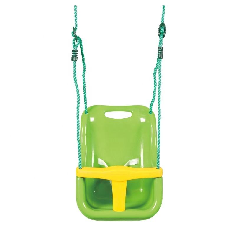 High Back Swing Seat with Plastic Coated Chains and Carabiners Full Bucket Toddler Swing Seat for Easy Install Green Kid Swing