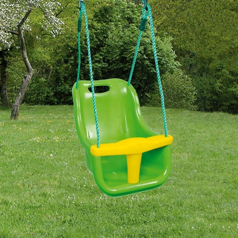 High Back Swing Seat with Plastic Coated Chains and Carabiners Full Bucket Toddler Swing Seat for Easy Install Green Kid Swing