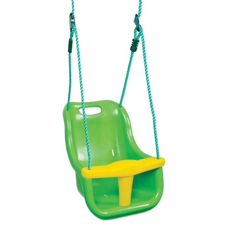 High Back Swing Seat with Plastic Coated Chains and Carabiners Full Bucket Toddler Swing Seat for Easy Install Green Kid Swing