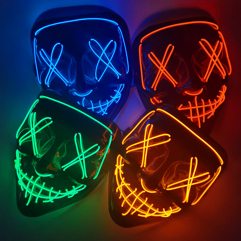 Scary Halloween Colplay Light Up Purge Mask Halloween Masquerade Party Led Face Horror Masks