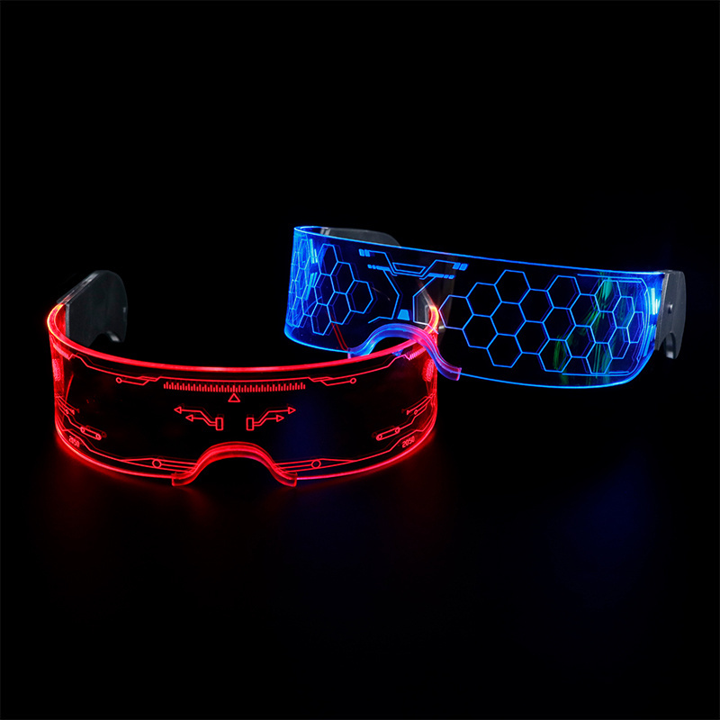 Halloween Cosplay LED Light Up Glasses LED Visor Sunglasses Cyberpunk Luminous Glasses with 7 Colors