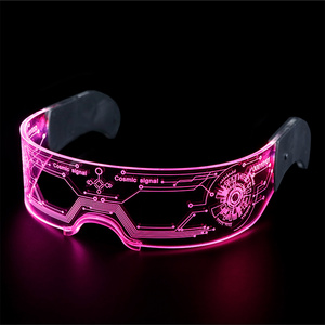 Halloween Cosplay LED Light Up Glasses LED Visor Sunglasses Cyberpunk Luminous Glasses with 7 Colors