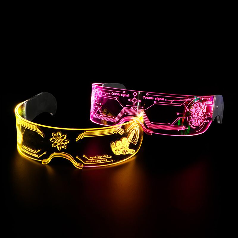 Halloween Cosplay LED Light Up Glasses LED Visor Sunglasses Cyberpunk Luminous Glasses with 7 Colors