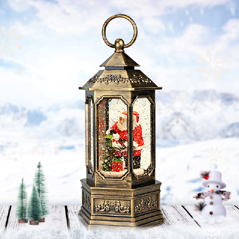 Plastic Battery Operated Wate rglobe snow Spinning Christmas Water lantern  Ornaments