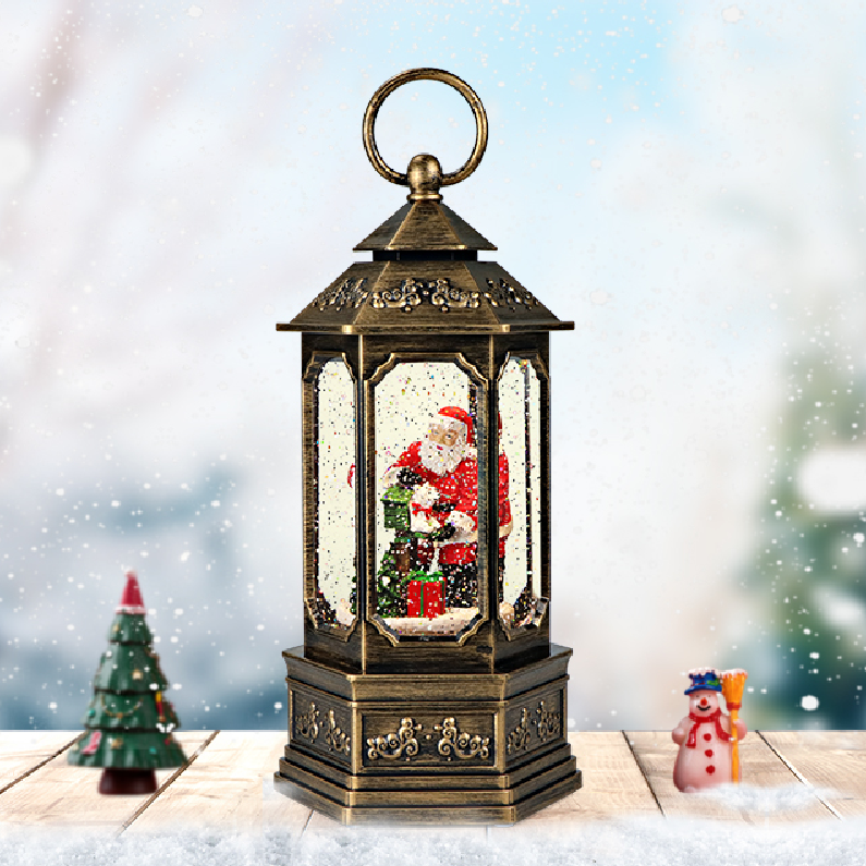 Plastic Battery Operated Wate rglobe snow Spinning Christmas Water lantern  Ornaments