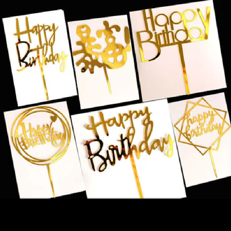 Beautiful Gold Style Acrylic Cake Topper Geometry Round Letter Cake ...