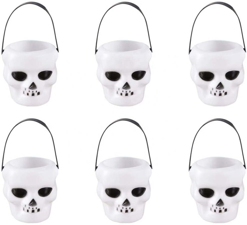 Halloween White Mini Candy Bucket Kettle Witch Cauldron Portable Skull Candy Kettles