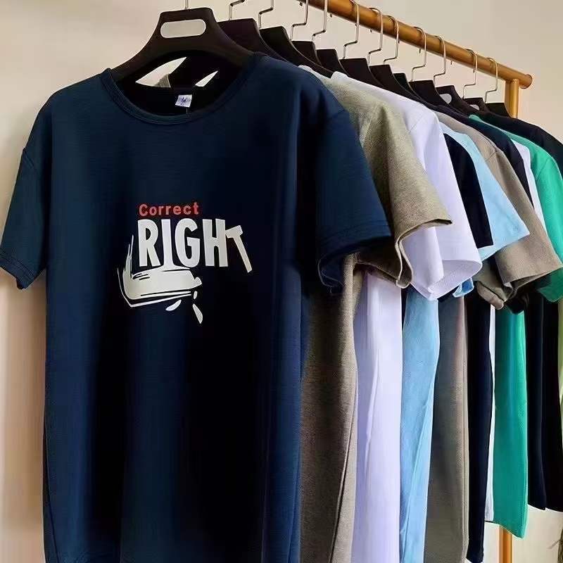 Factory Direct Sale Surplus Overruns Round Neck Shirt Big and Tall Men's Apparel Stock T-shirt 100% Cotton Mix Colors Men tshirt