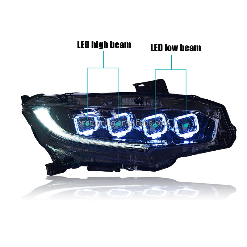 Upgrade Bugatti style LED DRL Headlamp headlight assembly For Honda Civic 10 10th 2016-2020 head light head lamp plug and play