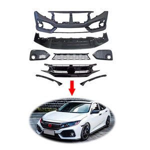 Facelifting to SI style front rear bumper set bodykit for honda civic 10th 10 th 2016-2020 grille grill body kit