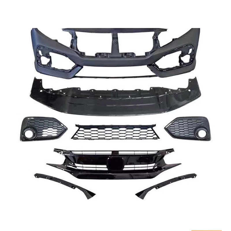 Facelifting to SI style front rear bumper set bodykit for honda civic 10th 10 th 2016-2020 grille grill body kit