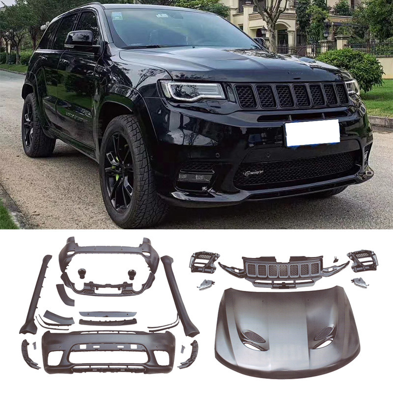 Facelift Front and Rear Bumper grille Side Skirts Hood Fender For Jeep Grand Cherokee 2018 SRT8 Body Kit