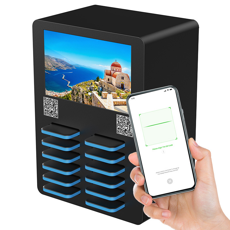 Commercial shared power bank rental station with POS mobile phone charging vending machine