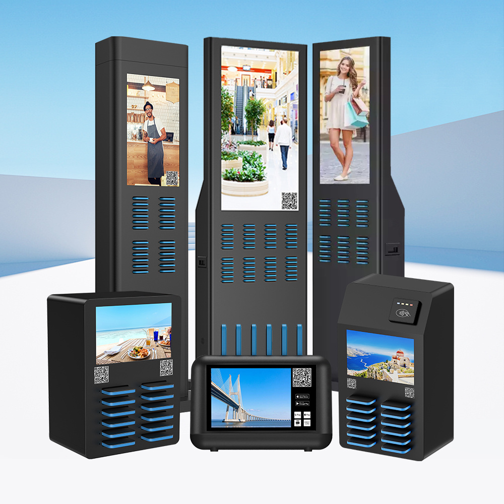 Commercial shared power bank rental station with POS mobile phone charging vending machine