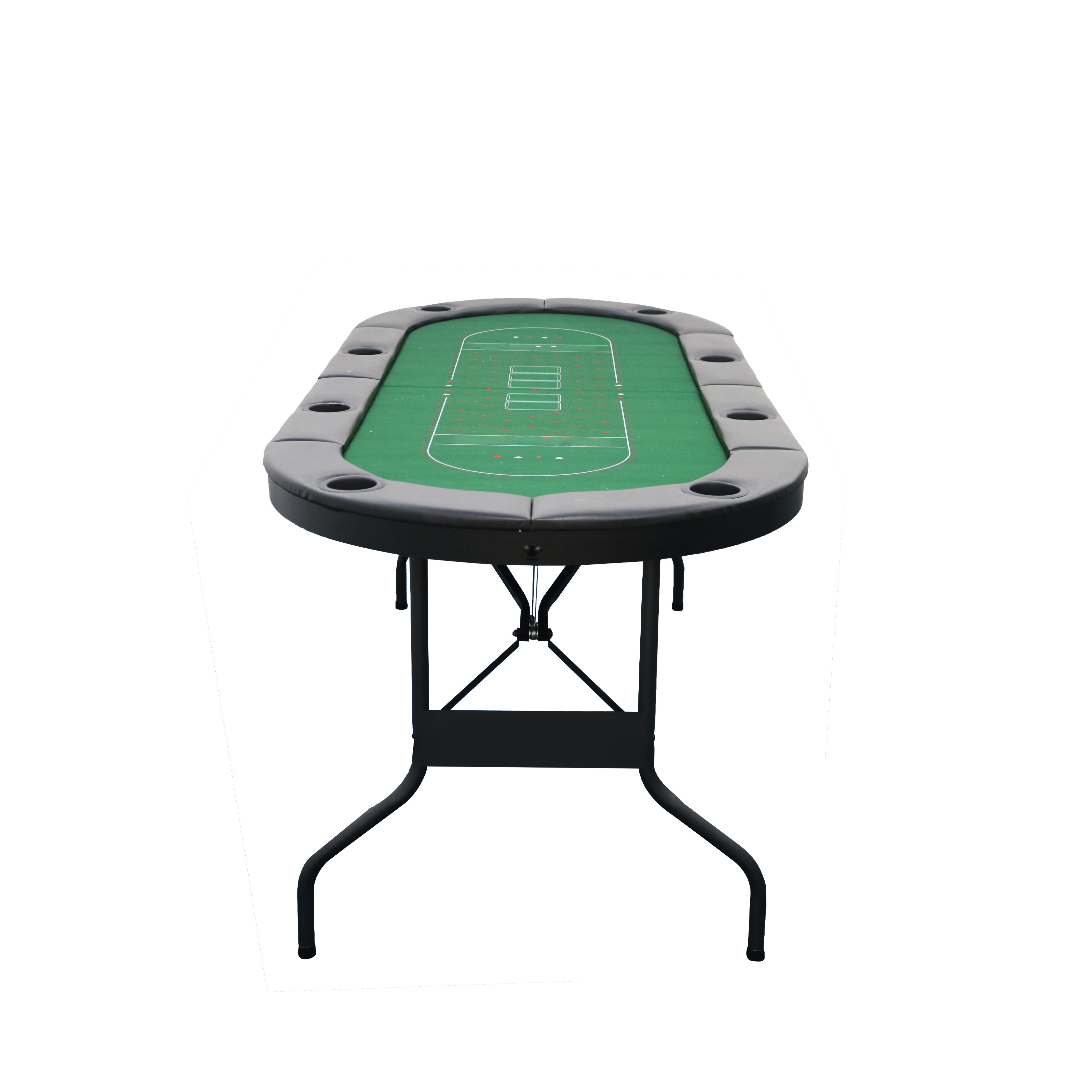 Factory wholesale 84inch Deluxe 10 Player Casino Poker Table With Folding Steel Leg