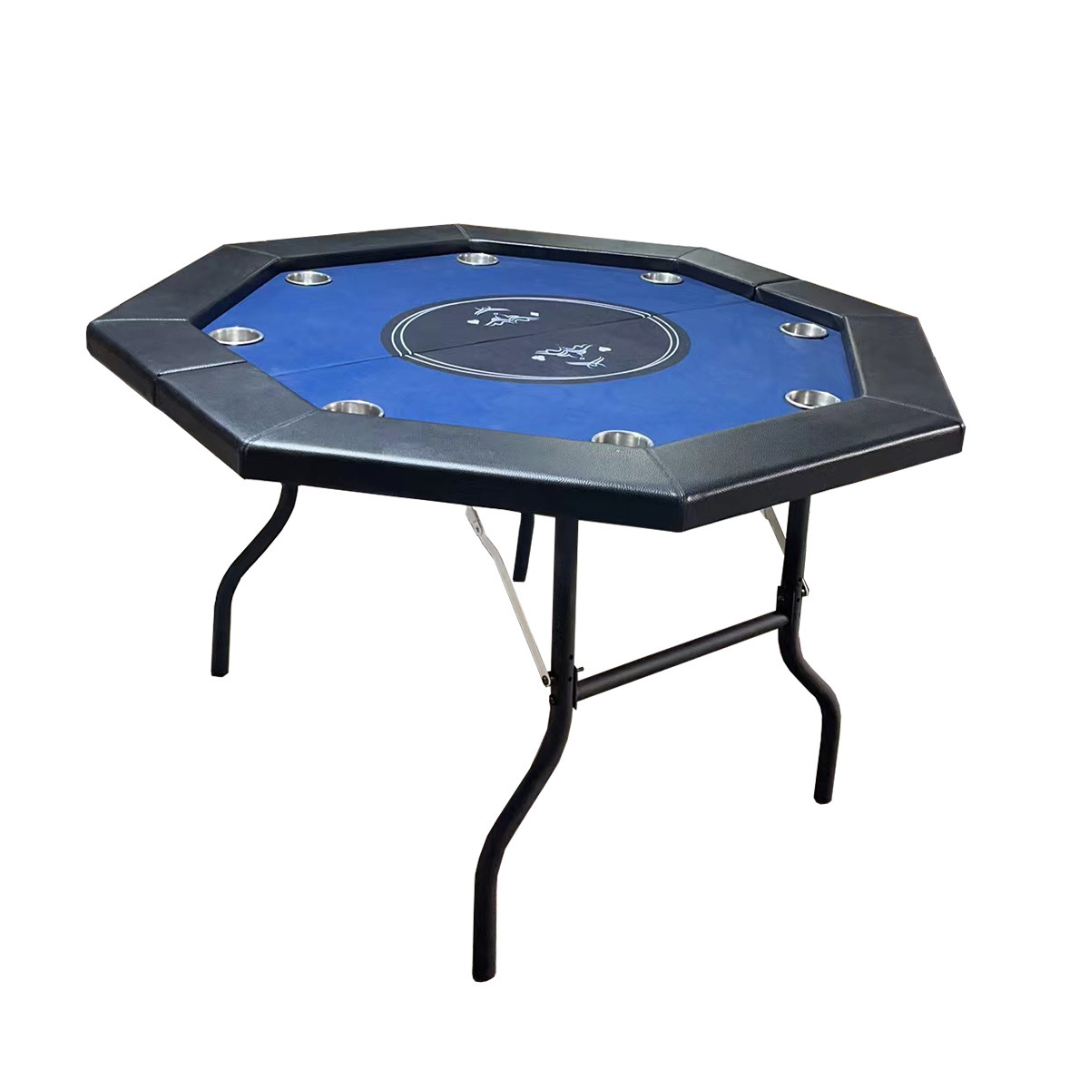 Factory wholesale 84inch Deluxe 10 Player Casino Poker Table With Folding Steel Leg