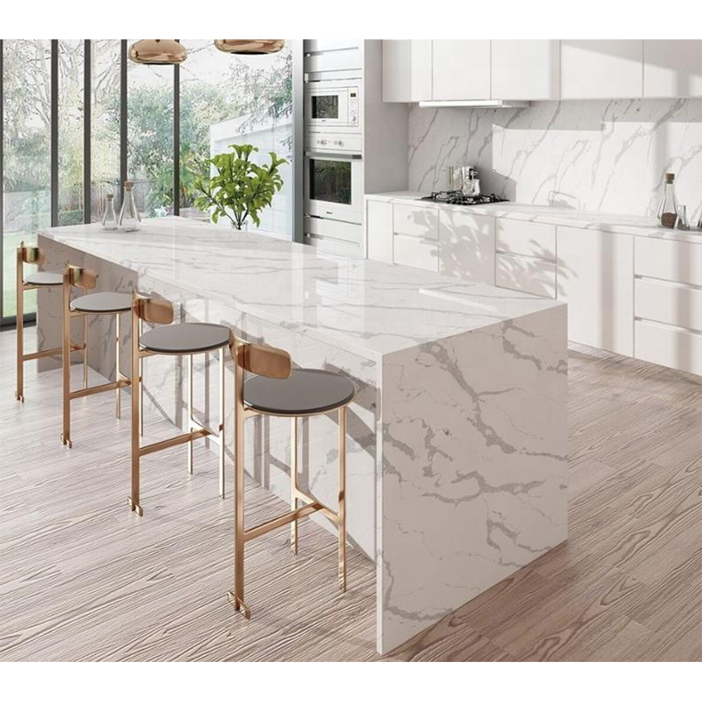 factory Cut-to-Size Kitchen Artificial Quartz Marble Granite Stone Carrara White Calacatta Vanity Quartz Countertop