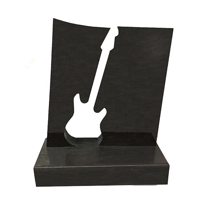 good quality Black Granite Hand Carved Guitar Head Stone Monument Cemetery Headstone