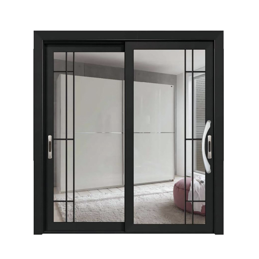 Kitchen decoration aluminum alloy plexiglass Sliding door balcony glass partition door  hardware insulation sliding door