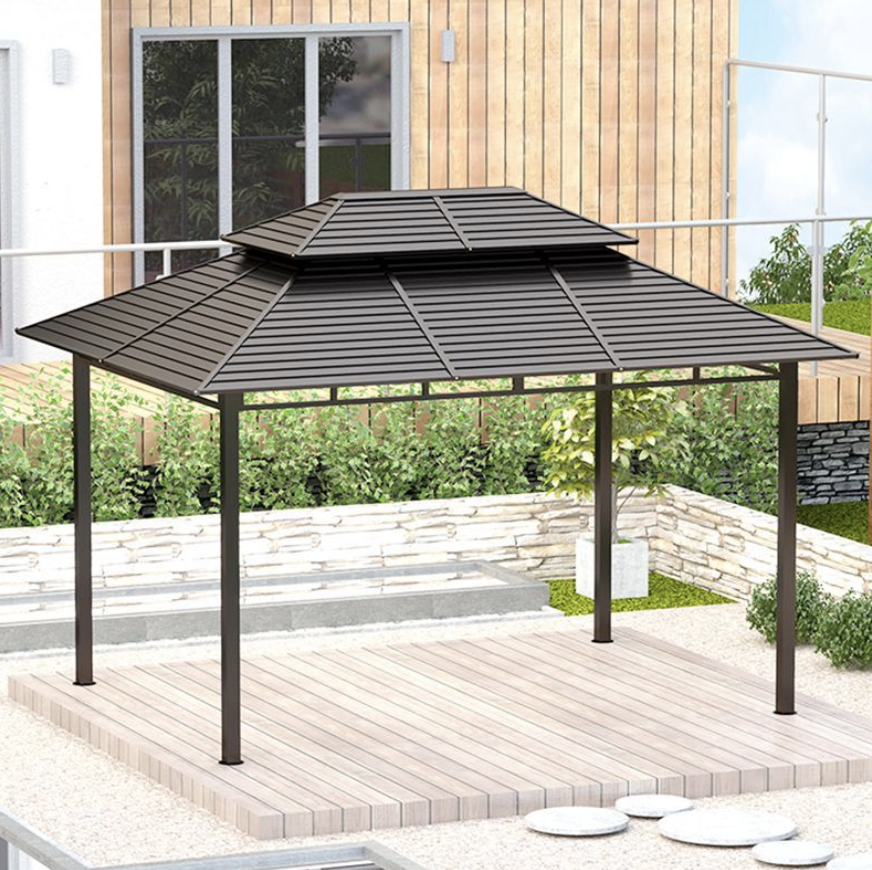 cheaper price outdoor iron tent leisure galvanized board pavilion balcony  garden roof sunshade gazebos for sale