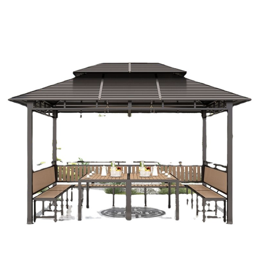 cheaper price outdoor iron tent leisure galvanized board pavilion balcony  garden roof sunshade gazebos for sale