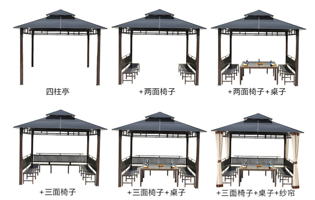 Outdoor Metal Pavilion Pergola Waterproof Free Standing outdoor gazebo metal roof aluminium Luxury Pavilion