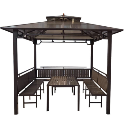 Outdoor Metal Pavilion Pergola Waterproof Free Standing outdoor gazebo metal roof aluminium Luxury Pavilion