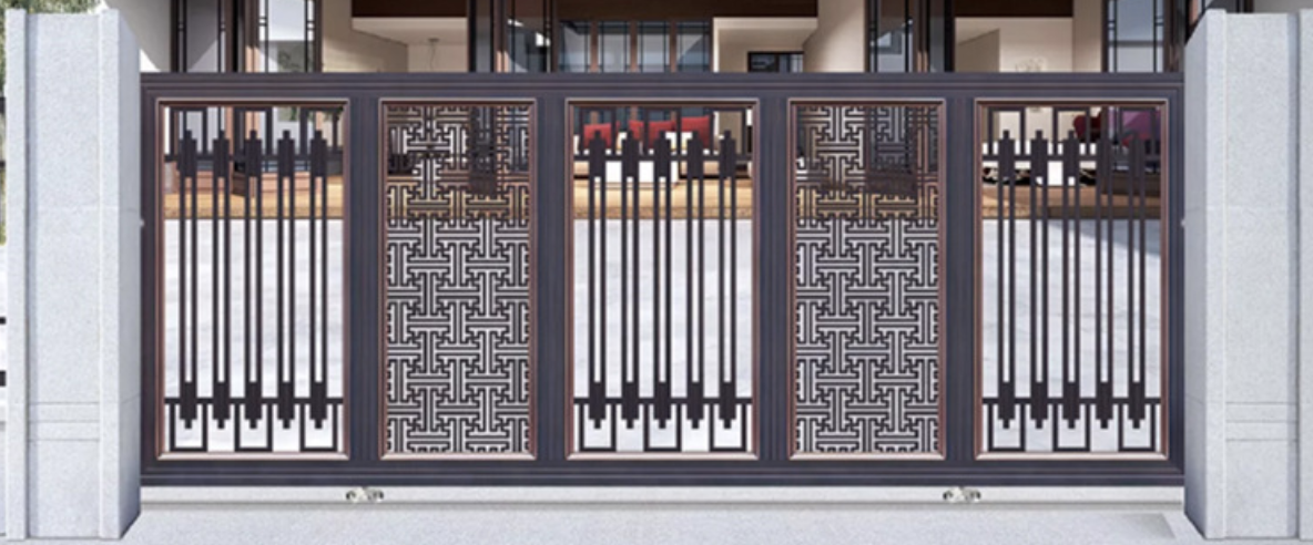 villa garden gate fence garage gate aluminum art electric sliding door motor Custom Modern Design iron gate