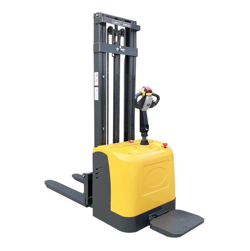 2ton electric self loading stacker 1500kg 2000lbs rough terrain 5m electric material winch pallet stacker