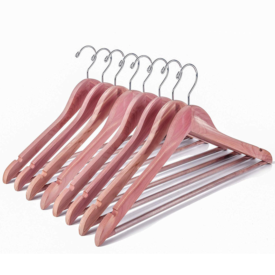 cheap price Solid Red Cedar Wood Coat Hangers with Non-Slip Bar Wooden Suit Hangers for Refreshing Closet Wooden Hangers