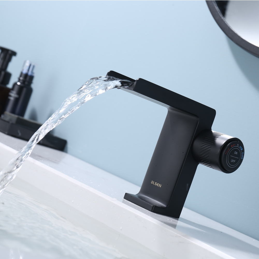 Black Waterfall Basin Faucet Handwheel Handle faucet single handle hot and cold water mixer