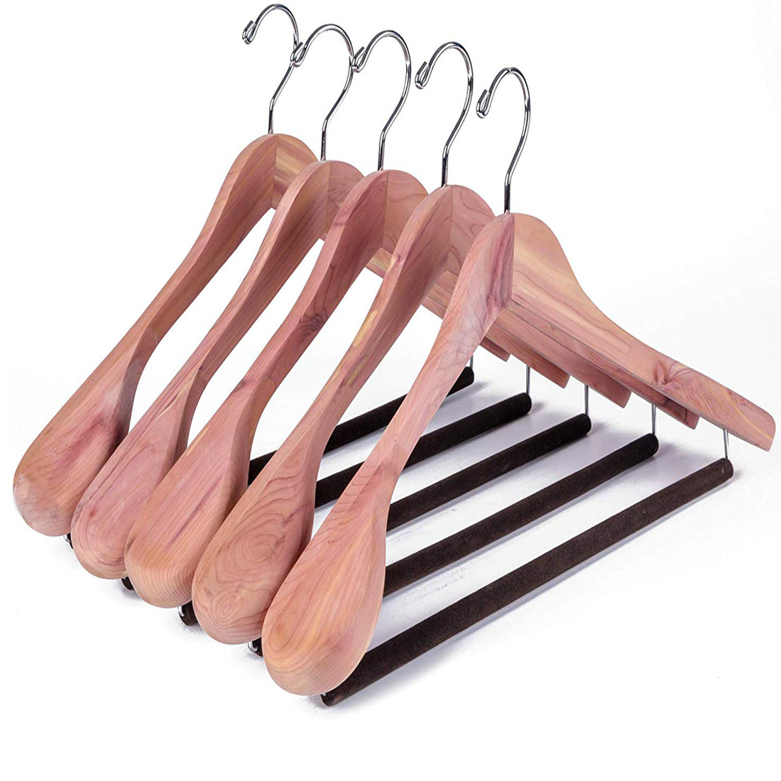 cheap price Solid Red Cedar Wood Coat Hangers with Non-Slip Bar Wooden Suit Hangers for Refreshing Closet Wooden Hangers