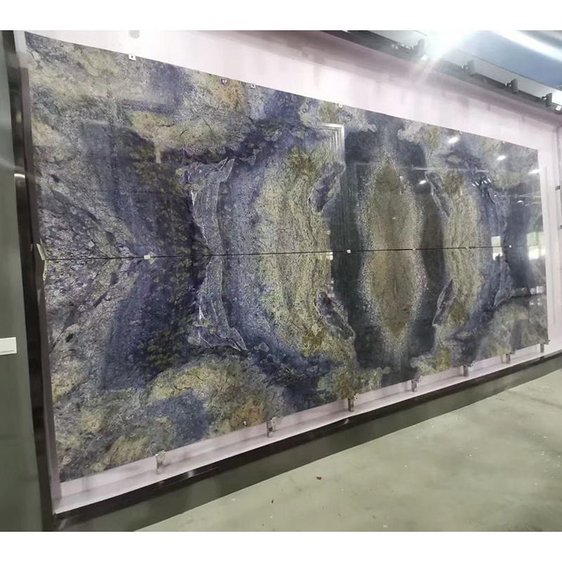 Natural Stone Polished Blue Onyx Tiles Backlit Blue Ice Onyx Marble Slab For Onyx Table Tops Hot Sell