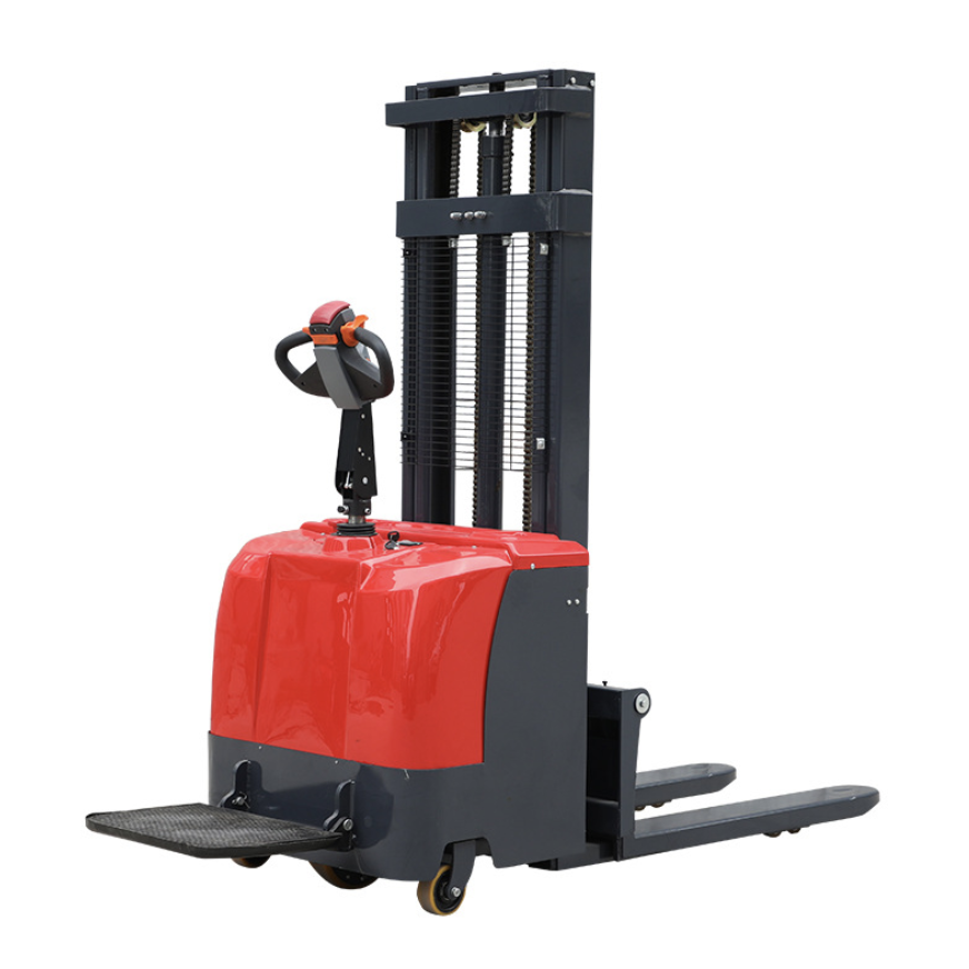 2ton electric self loading stacker 1500kg 2000lbs rough terrain 5m electric material winch pallet stacker