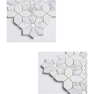 Carrara White Color Sliced Marble Stone Tile Hexagon Mosaic for Backsplash and Garden Flooring