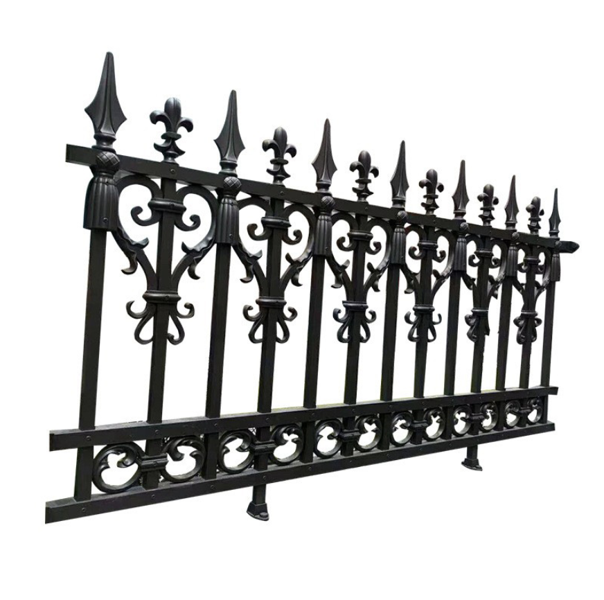 cheap wrought Metal Fence Panels Black modern iron fence design home Garden Aluminum fence for outdoor