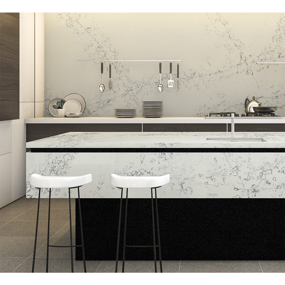 peninsula kitchen countertop Carrara White Marble Quartz Stone Countertop Vanity Tops Engineered Stone Kitchen