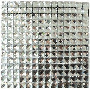 3D Laser Cut Interior Wall Glass Panel Shiny Sliver Mirror Decorative Mosaic Tiles