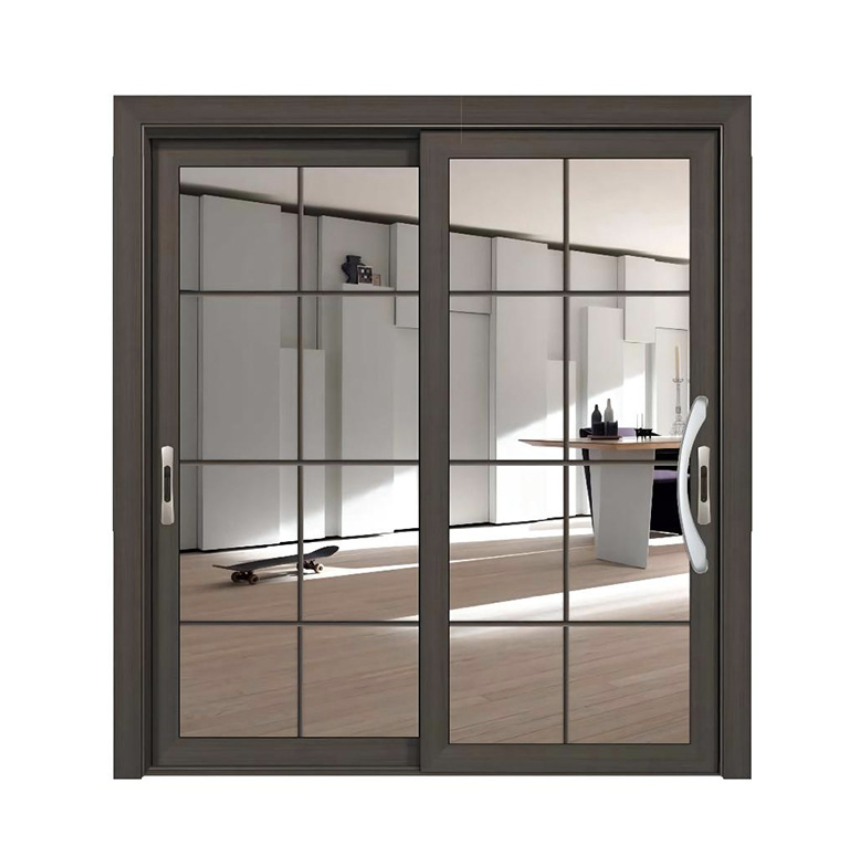 Kitchen decoration aluminum alloy plexiglass Sliding door balcony glass partition door  hardware insulation sliding door