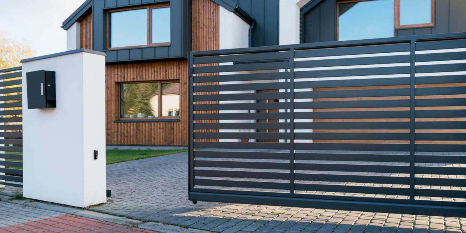 modern design Aluminum automatic system sliding gate driveway gate