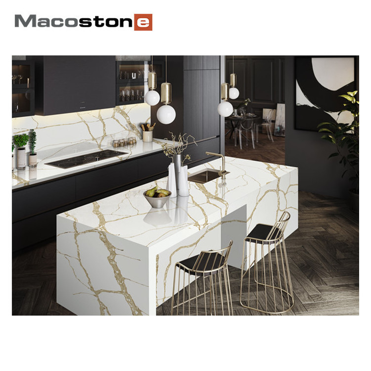 factory Cut-to-Size Kitchen Artificial Quartz Marble Granite Stone Carrara White Calacatta Vanity Quartz Countertop